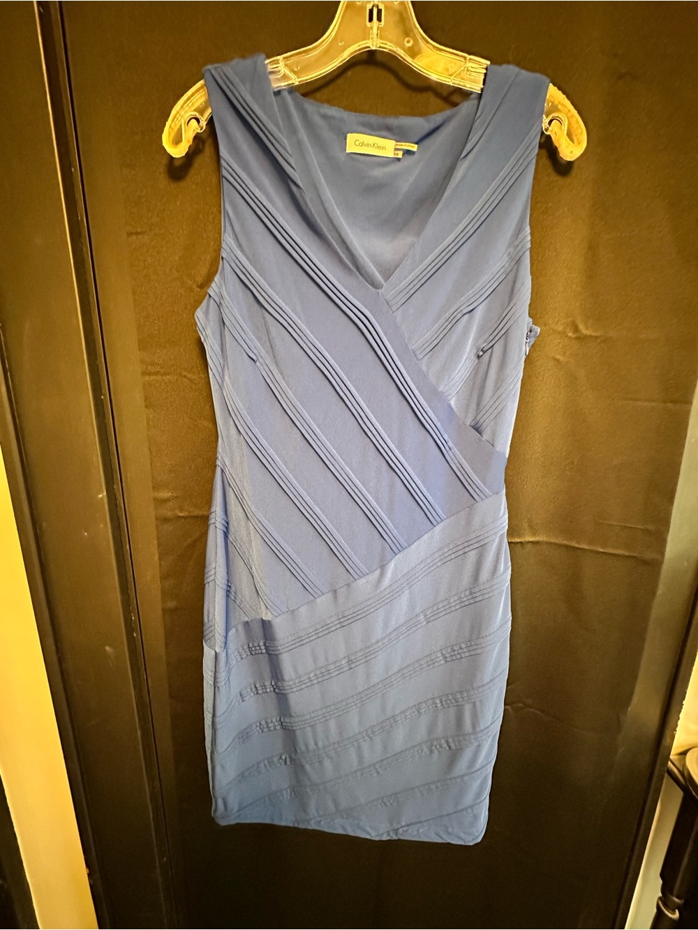 Calvin Klein V-Neck Textured Sheath Dress